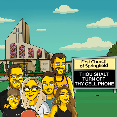 6 shoulders up church background