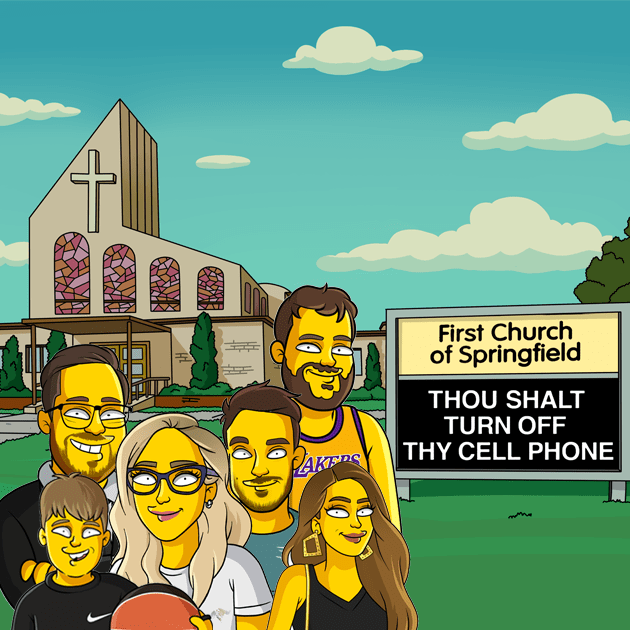 6 shoulders up church background